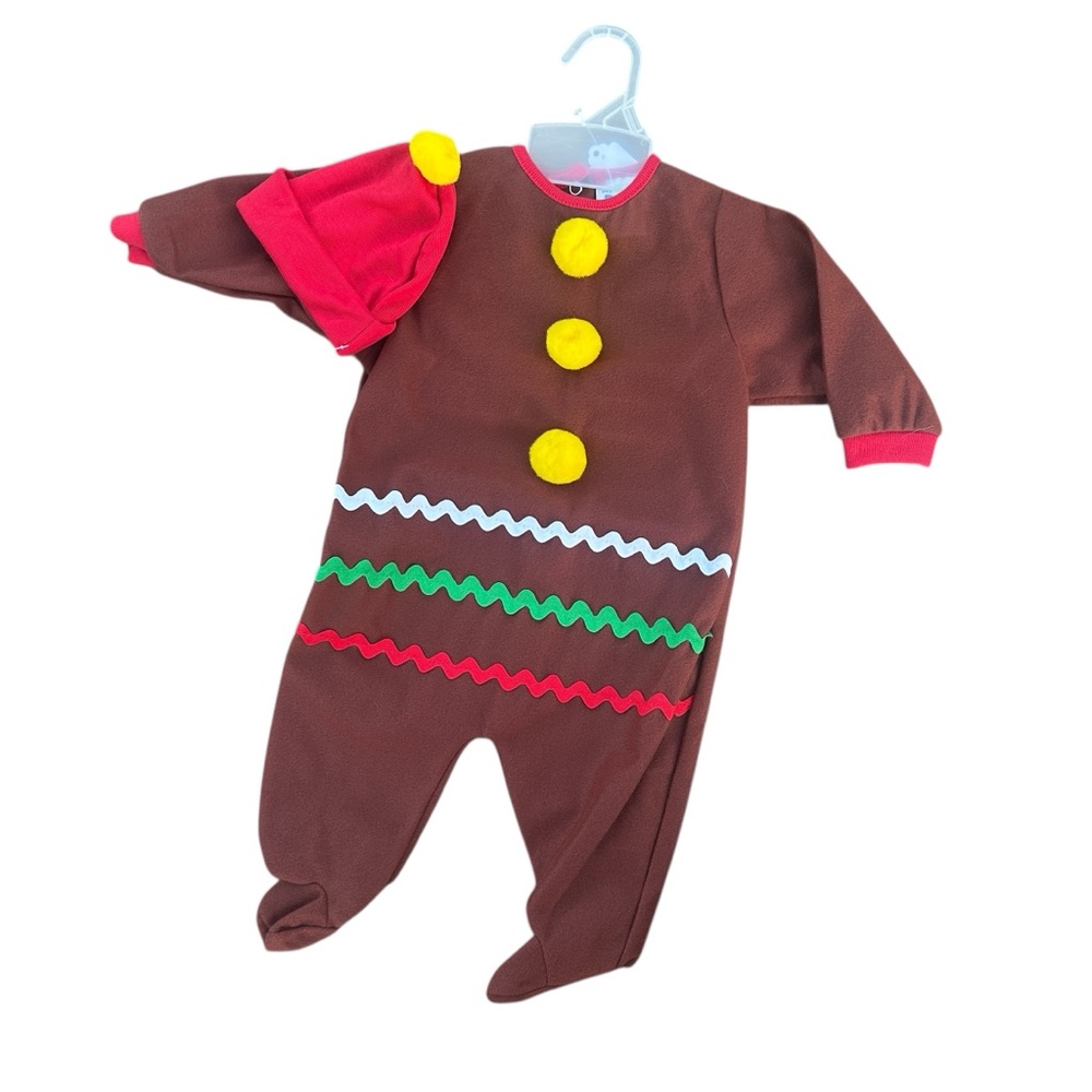 Terry Infant Gingerbread Man onesie with beanie size M 12 - 18 lbs NWT